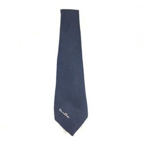 Vintage 80s Oscar de la Renta Linen Look Navy Tie